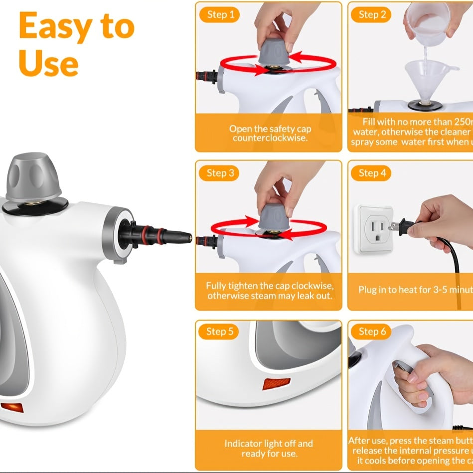 Handheld Multi-Surface Steam Cleaner with 12 Accessories for Home, Windows, Tiles, floor and  Bathroom Cleaning