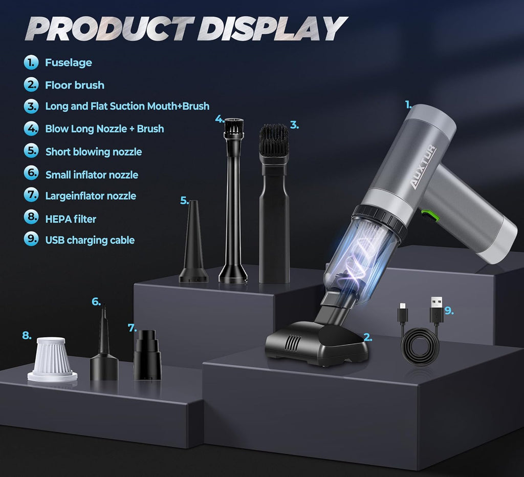 3 in 1, 12000PA Wireless Handheld Vacuum Cleaner for Computer and Car Cleaning