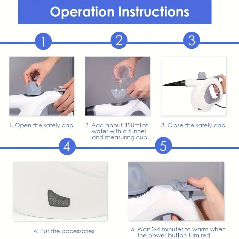 Handheld Multi-Surface Steam Cleaner with 12 Accessories for Home, Windows, Tiles, floor and  Bathroom Cleaning