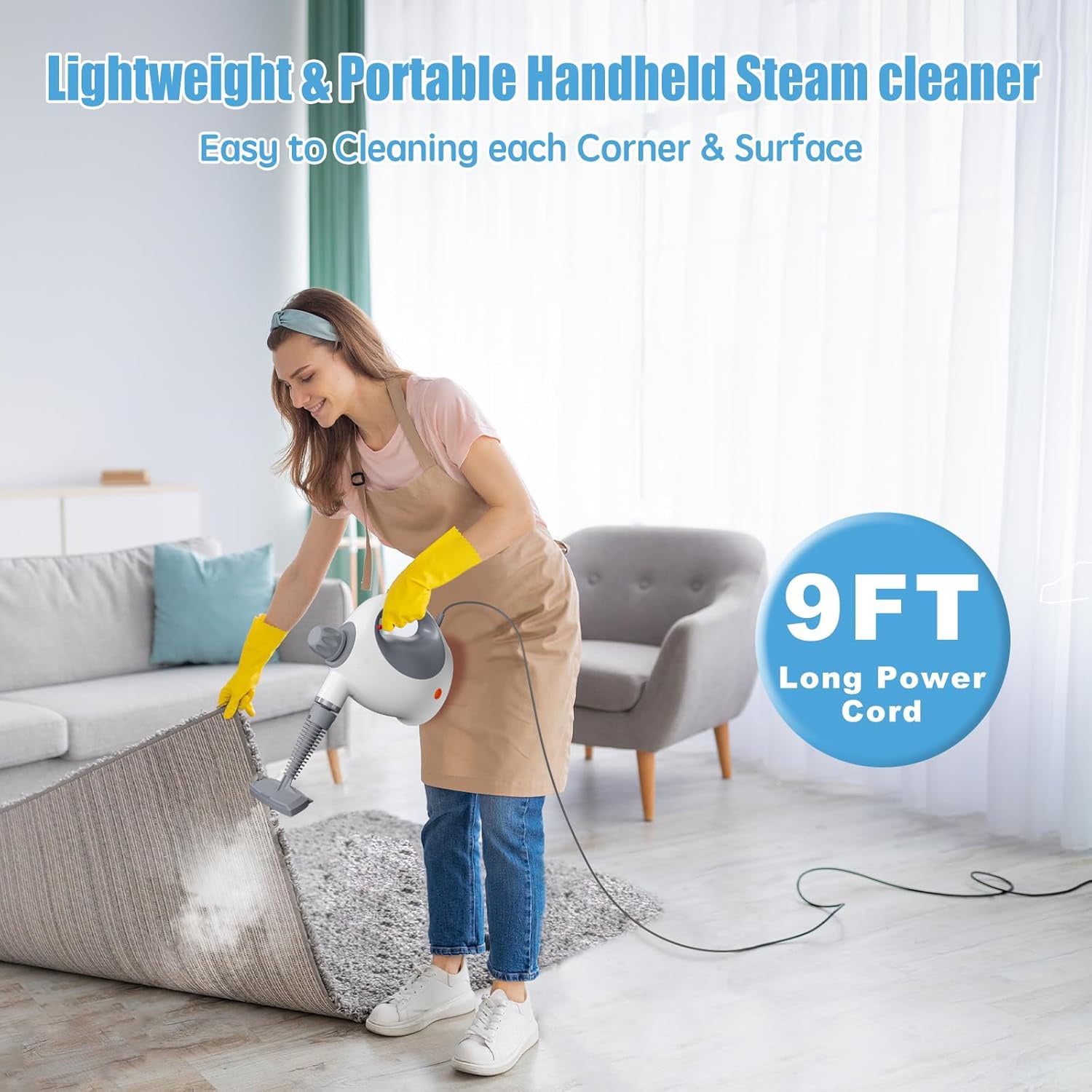 Handheld Steam Cleaner 500ml with 12 Accessories – Multi-Surface