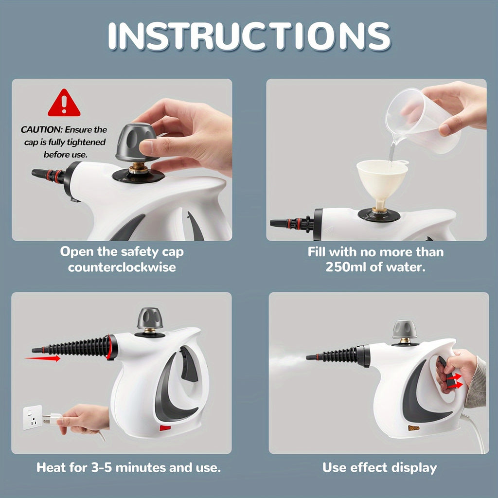 Step-by-step instructions for using a handheld device with images and text.