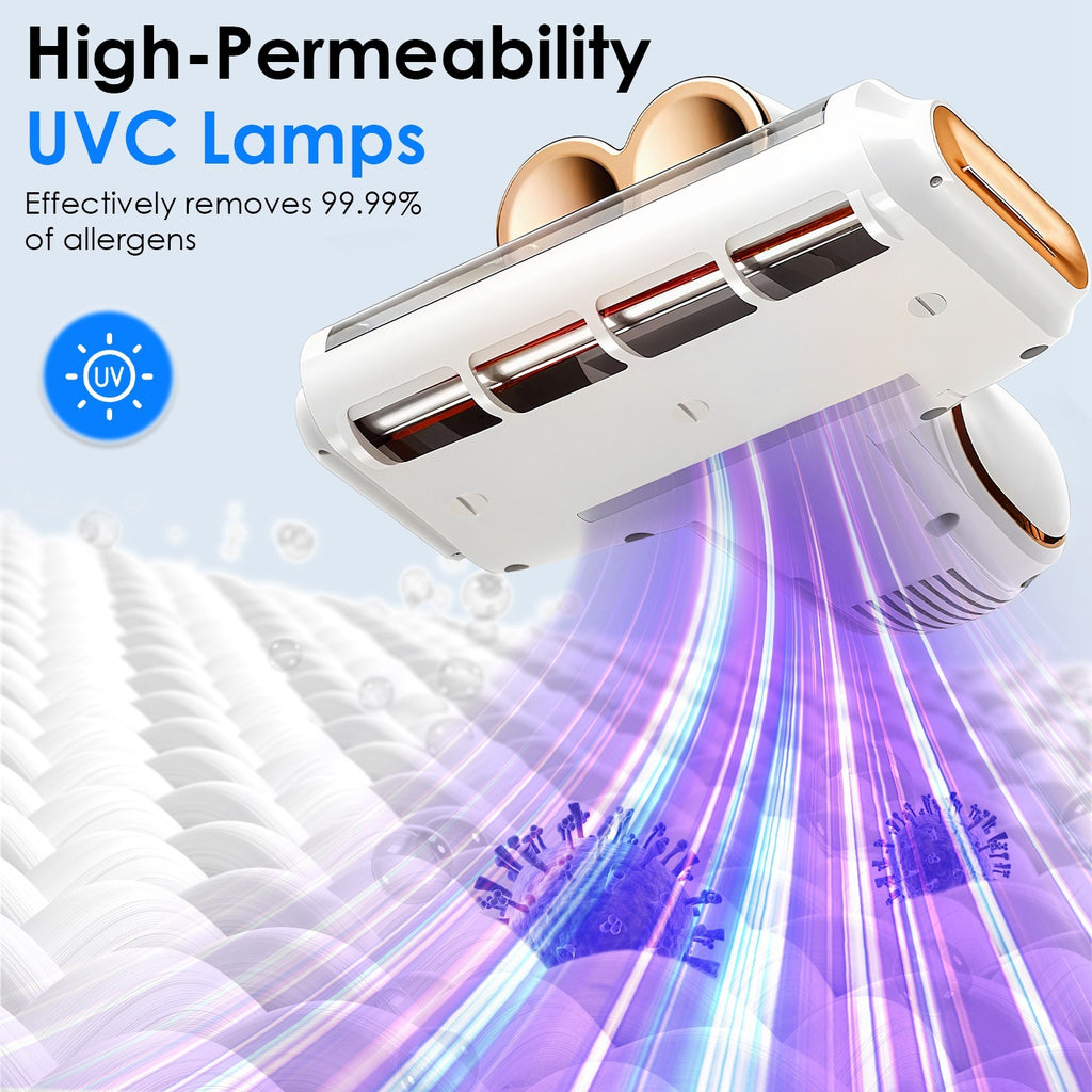 16Kpa Mattress Handheld Vacuum Cleaner With Ultrasonic And UVC Light 18000 RPM