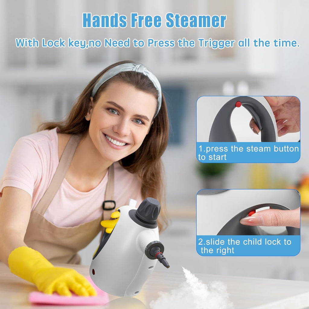 Handheld Steam Cleaner 500ml with 12 Accessories – Multi-Surface